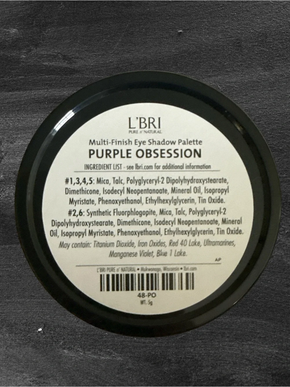 L’BRI Pure n Natural Purple Obsession Multi-Finish Eye Shadow Palette NEW